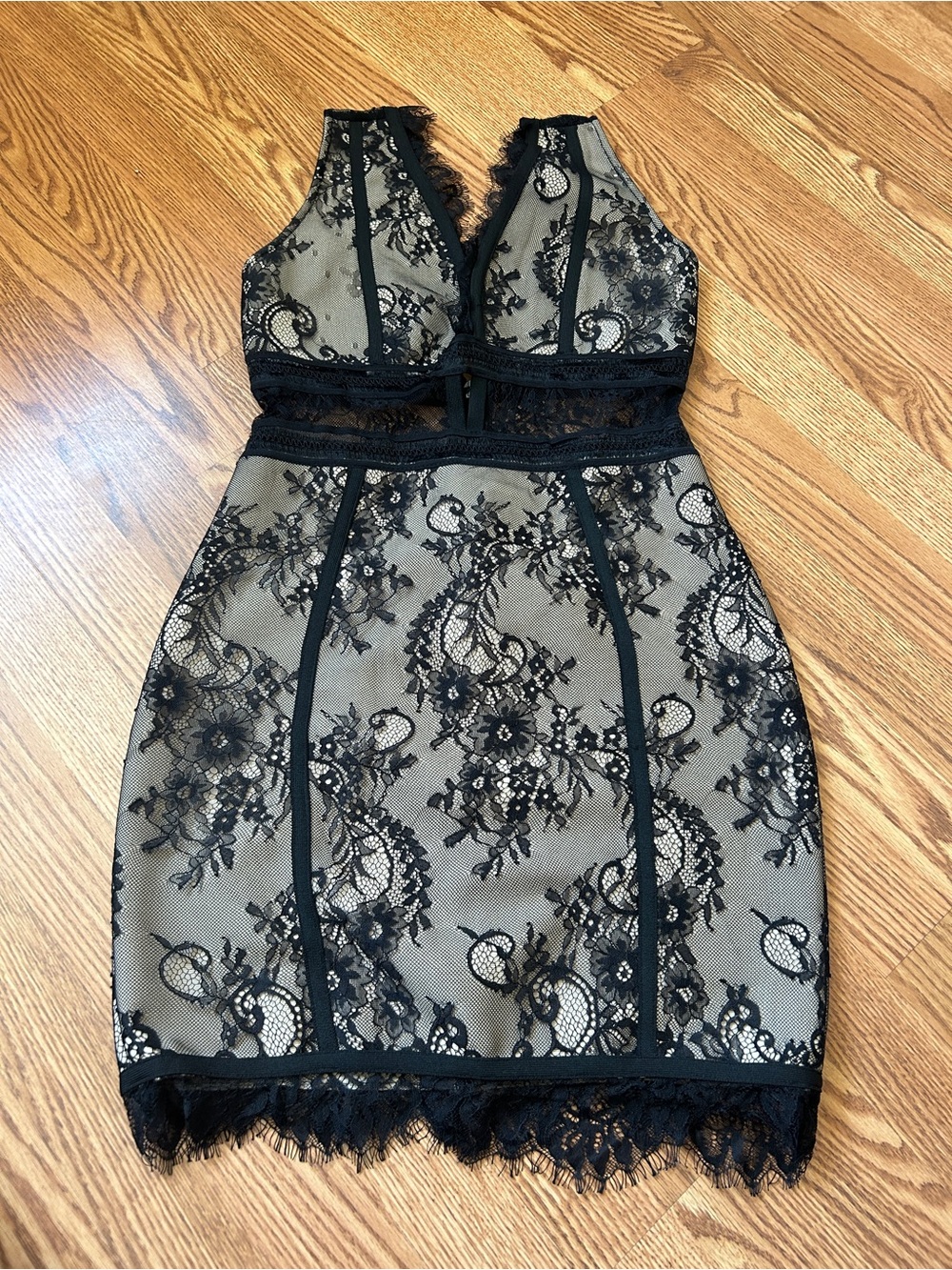 Mad for love Black Lace Overlay Bodycon Dress